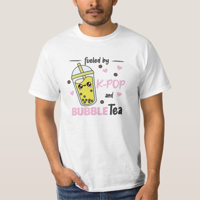 Fuelled By K-Pop And Bubble Tea Kawaii Boba Tea T-Shirt (Front)