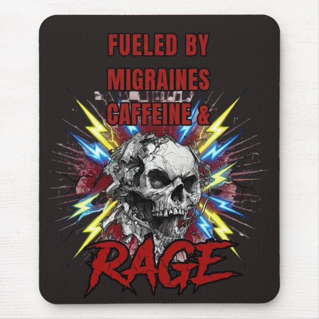 Fuelled by Migraines Pure Liquid Rage Skull Mouse Mat (Front)