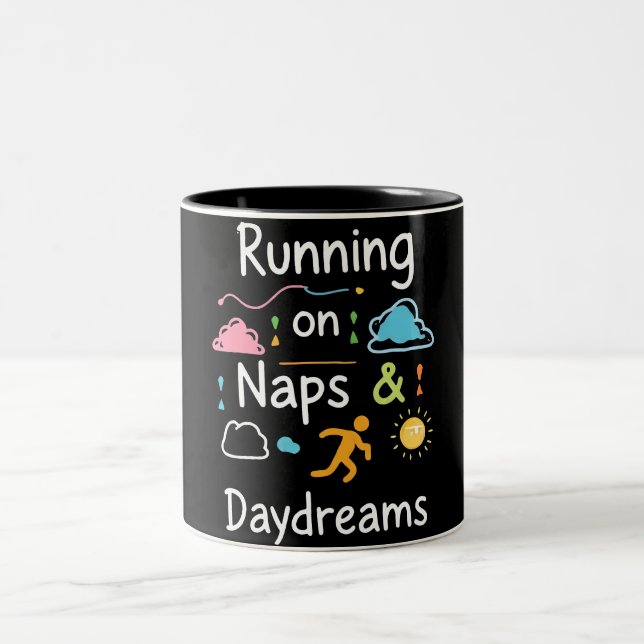 Fuelled By Naps, Powered By Dreams - Cosy Aestheti Two-Tone Coffee Mug (Center)
