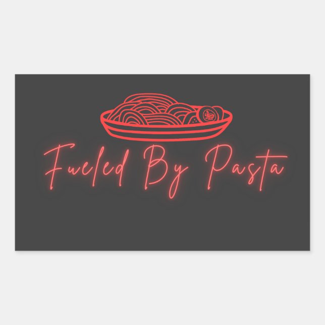 Fuelled By Pasta Funny Food Lover Design Rectangular Sticker (Front)