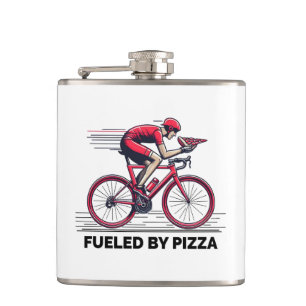 Fuelled By Pizza Cyclist Hip Flask