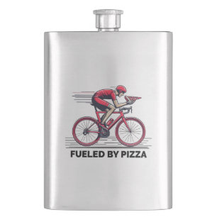 Fuelled By Pizza Cyclist Hip Flask