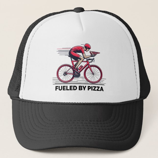 Fuelled By Pizza Cyclist Trucker Hat (Front)