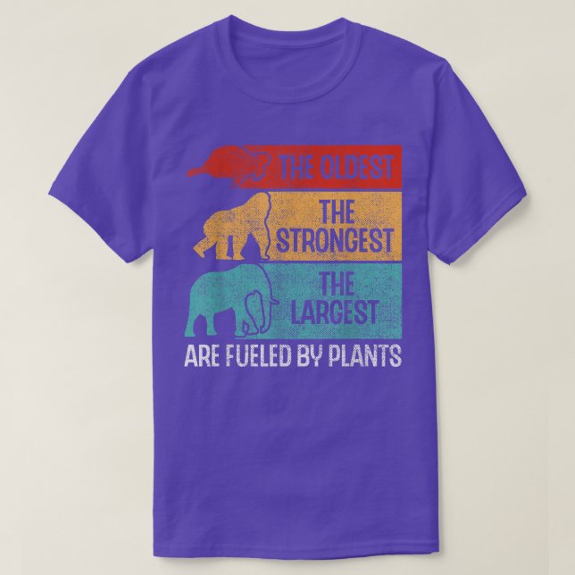 Fuelled By Plants Turtle Gorilla Elephant Vegan Ve T-Shirt (Design Front)