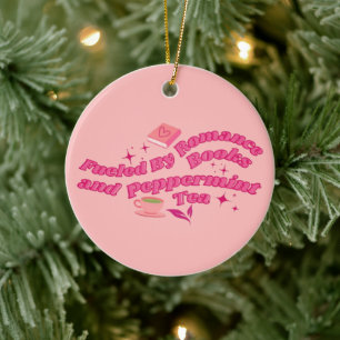 Fuelled By Romance Books & Peppermint Tea  Ceramic Tree Decoration