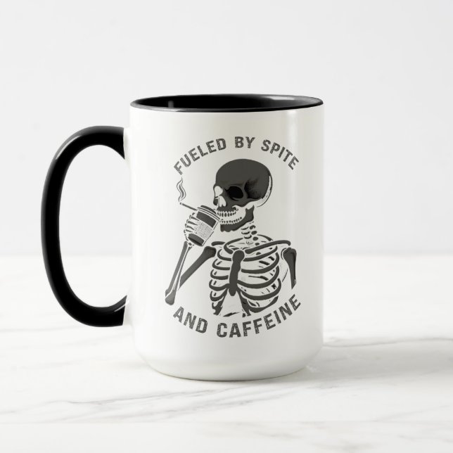 Fuelled by Spite and Caffeine Skeleton Coffee Love Mug (Left)