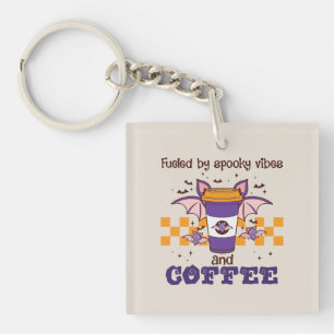 Fuelled By Spooky Vibes and Coffee – Halloween Bat Key Ring