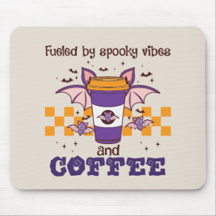 Fuelled By Spooky Vibes and Coffee – Halloween Bat Mouse Mat