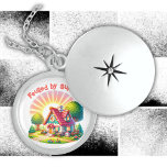 Fuelled by Sunsets Cute Cottage Core | Locket Necklace<br><div class="desc">Fuelled by Sunsets offers a front-row seat to nature's nightly spectacle,  casting a warm embrace over this idyllic retreat. Cute,  colourful,  monogrammed Cottage Core on a white background. Sterling silver locket necklace.</div>