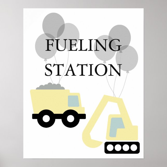 Fuelling Station Truck Construction Birthday Sign (Front)