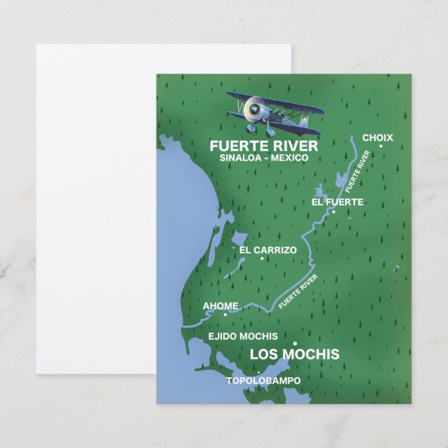 Fuerte River Sinaloa, Mexico travel map (Front/Back)