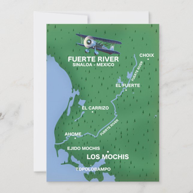 Fuerte River Sinaloa, Mexico travel map Poster Invitation (Front)