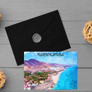 Fuerteventura Canaries Vintage Watercolor  Postcard