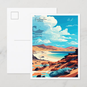 Fuerteventura Spain vintage travel illustration Postcard