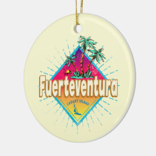 Fuerteventura Surfer Canary Islands Vintage Ceramic Tree Decoration