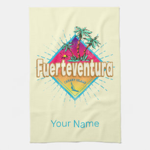 Fuerteventura Surfer Canary Islands Vintage Tea Towel