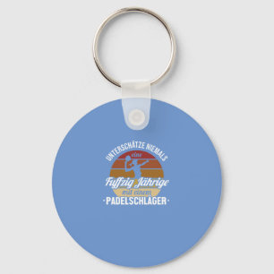 Fuffzig Jdhrige mit Padelschldger Padel 50th Key Ring
