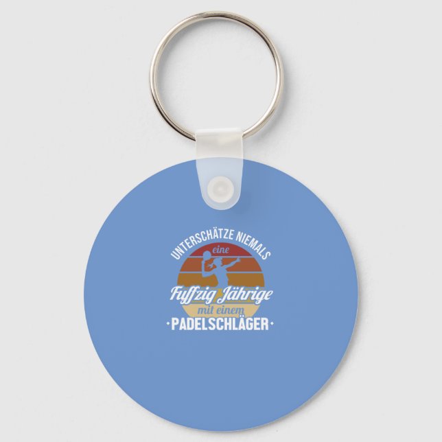Fuffzig Jdhrige mit Padelschldger Padel 50th Key Ring (Front)