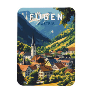 Fugen Austria Illustration Travel Art Vintage Magnet