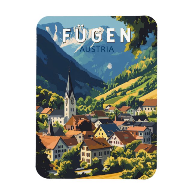Fugen Austria Illustration Travel Art Vintage Magnet (Vertical)