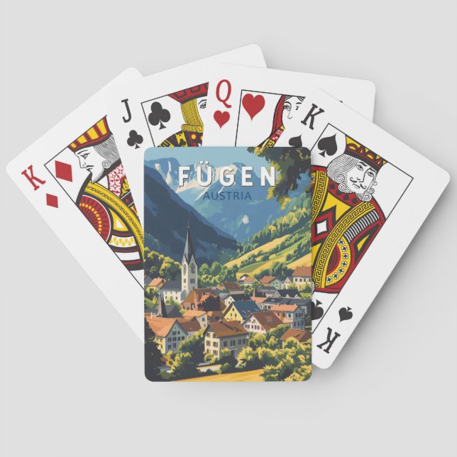Fugen Austria Illustration Travel Art Vintage Playing Cards (Back)