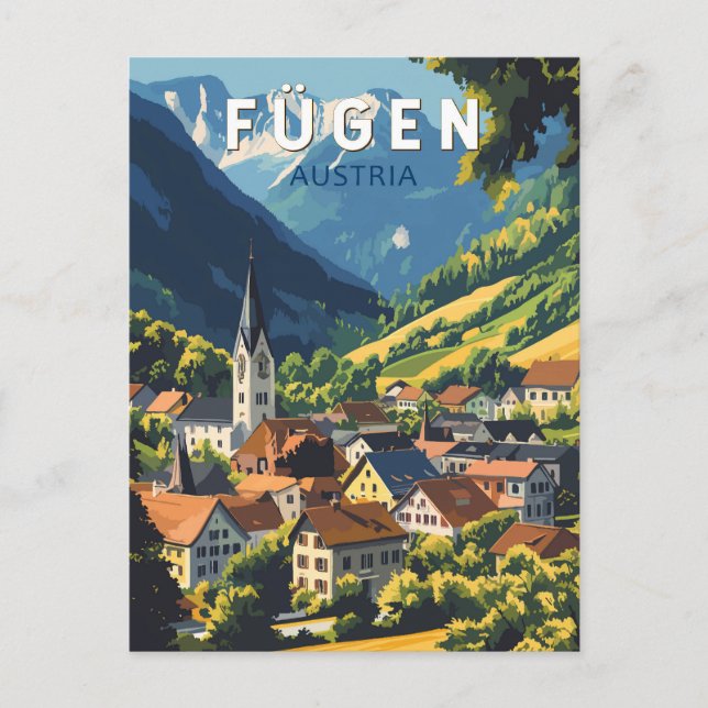 Fugen Austria Illustration Travel Art Vintage Postcard (Front)