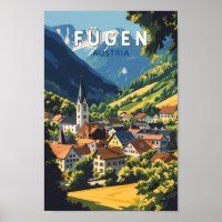 Fugen Austria Illustration Travel Art Vintage