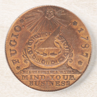 Fugio Cent Mind Your Business Copper Penny Coaster