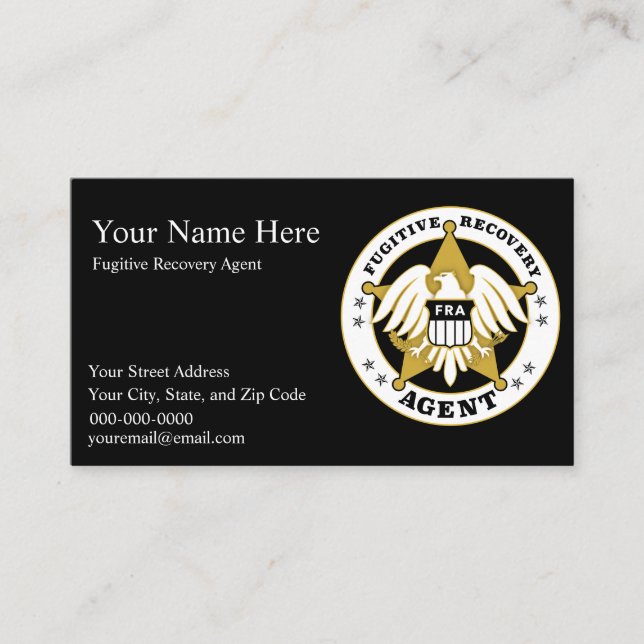 FUGITIVE RECOVERY AGENT BADGE Business card (Front)