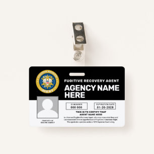 FUGITIVE RECOVERY AGENT BADGE  ID BADGE