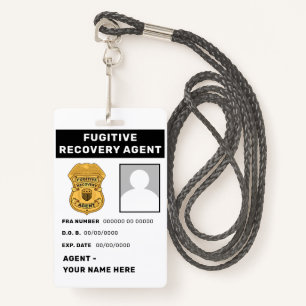 FUGITIVE RECOVERY AGENT Lanyard Badge ID Badge