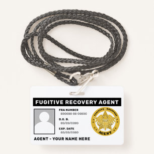 FUGITIVE RECOVERY AGENT Lanyard Badge ID Badge