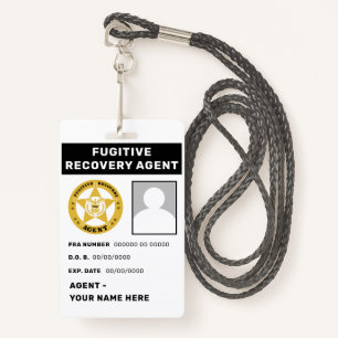 FUGITIVE RECOVERY AGENT Lanyard Badge ID Badge