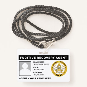 FUGITIVE RECOVERY AGENT Lanyard Badge ID Badge