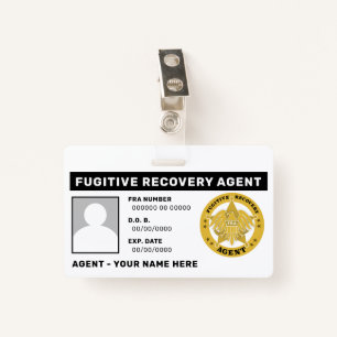 FUGITIVE RECOVERY AGENT Lanyard Badge ID Badge