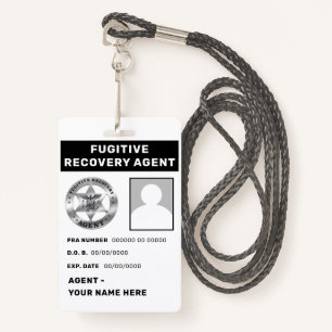 FUGITIVE RECOVERY AGENT Lanyard Badge ID Badge