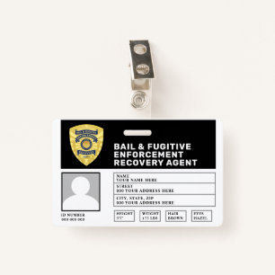 FUGITIVE RECOVERY & BAIL ENFORCEMENT AGENT BADGE ID BADGE