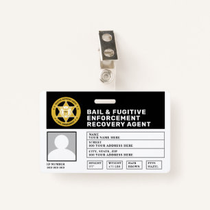 FUGITIVE RECOVERY & BAIL ENFORCEMENT AGENT BADGE ID BADGE