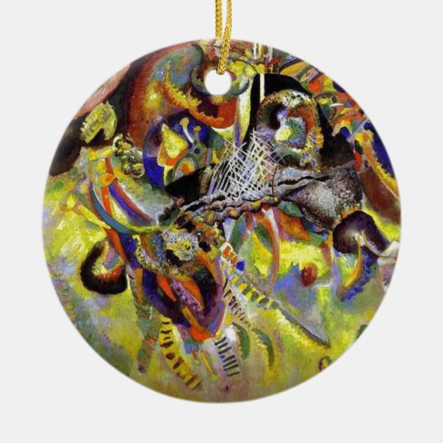 Fugue Abstract Painting by Kandinsky Ceramic Tree Decoration (Front)