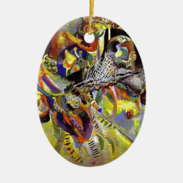 Fugue Abstract Painting by Kandinsky Ceramic Tree Decoration (Front)