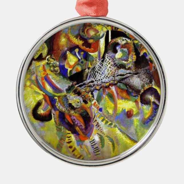 Fugue Abstract Painting by Kandinsky Metal Tree Decoration (Front)