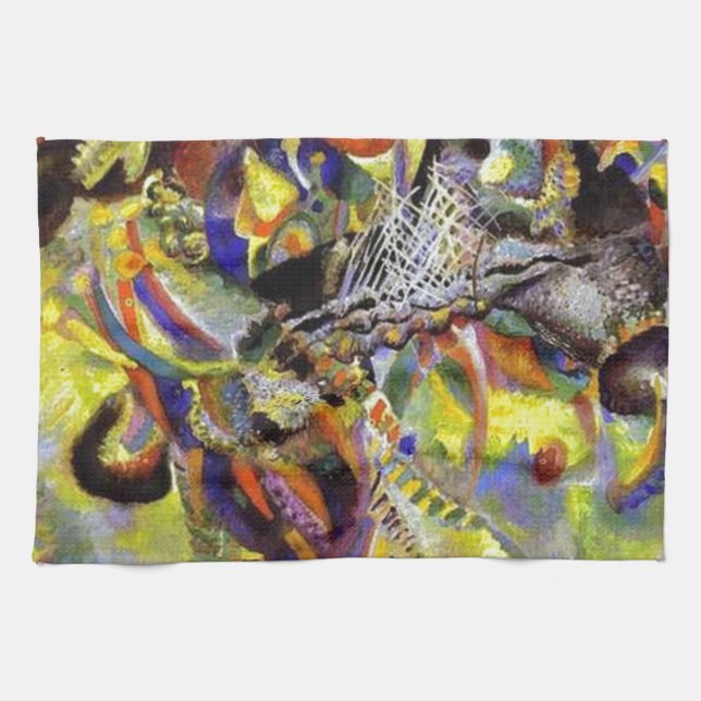 Fugue Abstract Painting by Kandinsky Tea Towel (Horizontal)