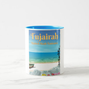 Fujairah United Arab Emirates beach poster Two-Tone Coffee Mug