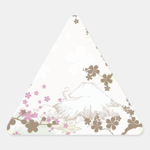 Fuji and Sakura - brown Triangle Sticker