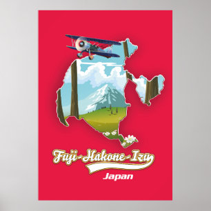 fuji hakone izu national park, japan map poster