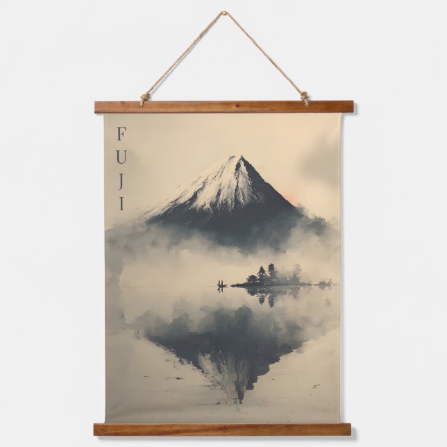 FUJI - Minimalist Sumi-e Ink Hanging Tapestry (Front)