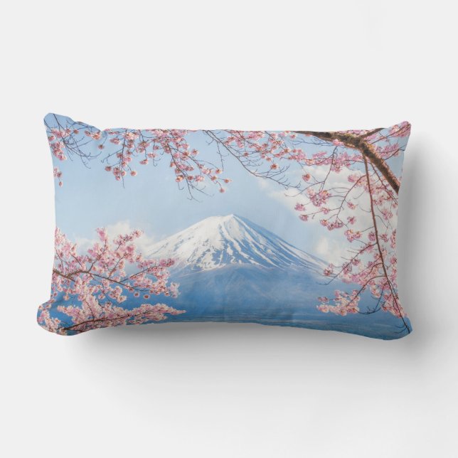 Fuji Mountain | Kawaguchiko Lake | Spring In Japan Lumbar Cushion (Front)