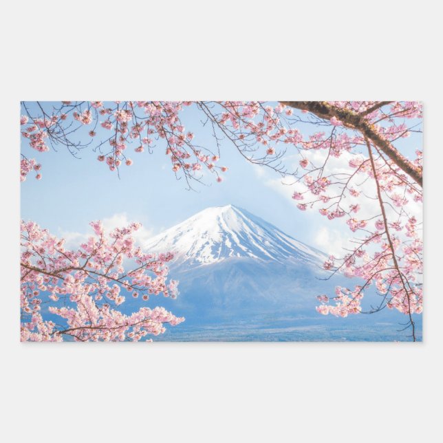 Fuji Mountain | Kawaguchiko Lake | Spring In Japan Rectangular Sticker (Front)