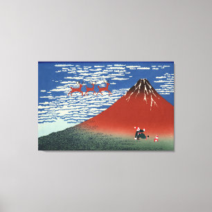 Fuji Mountains in Christmas, Vintage Japanese Art Canvas Print