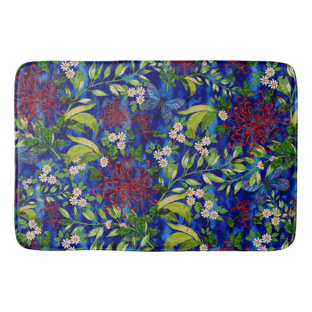 Fuji Mums Daisies and Butterflies Bath Mat (Front)